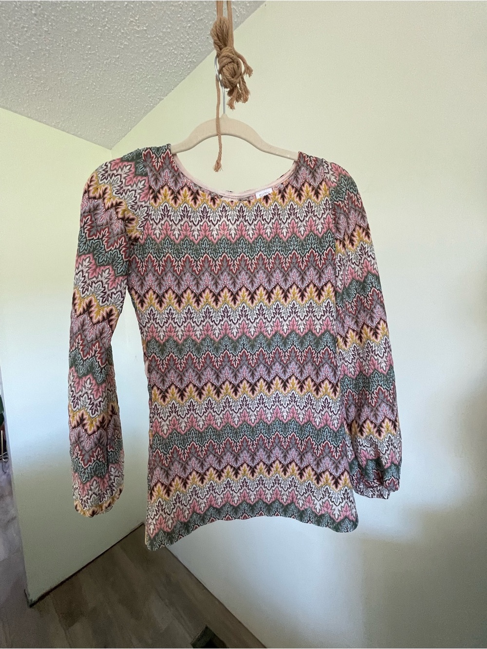 Multicolor Chevron Pattern Long Sleeve Top